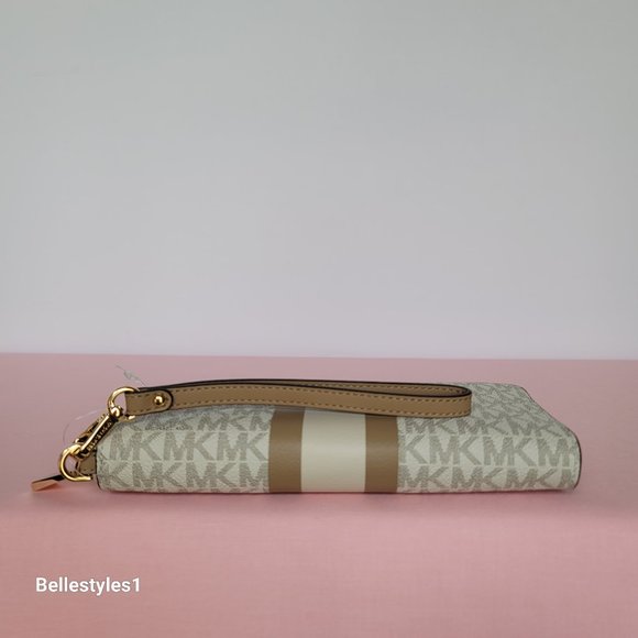 MICHAEL KORS Jet Set Travel Continental Signature Logo Colorblock Stripe Wallet - Picture 8 of 16